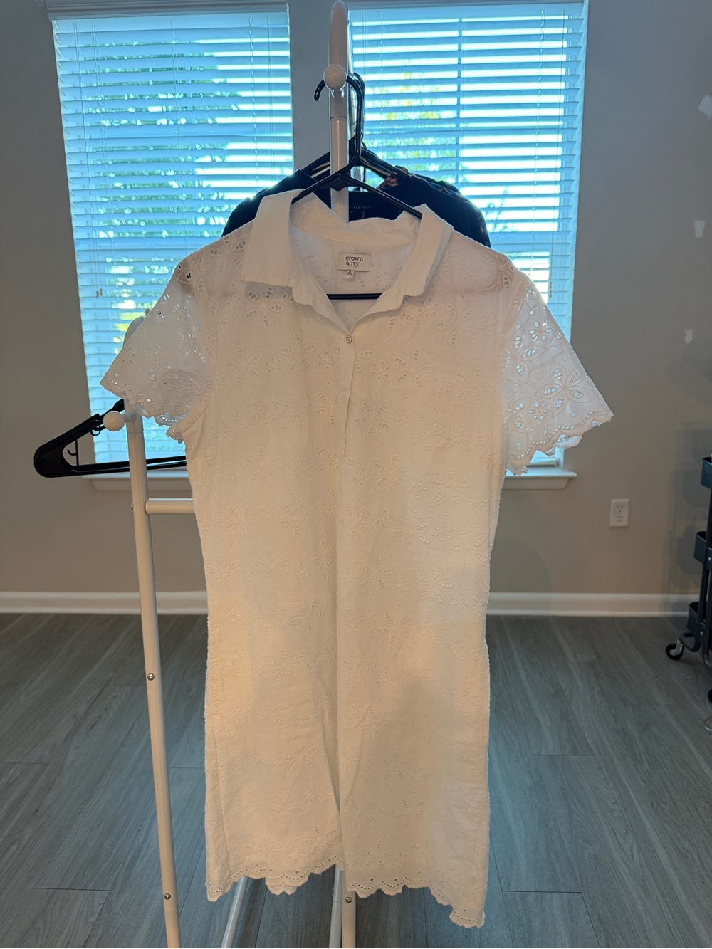 White Eyelet Shirt Dress - Crown & Ivy